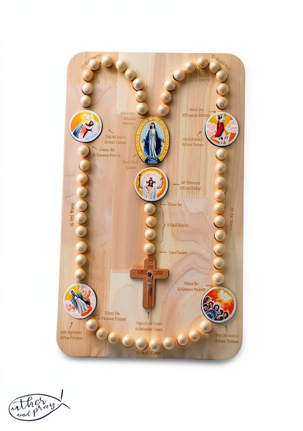 Wooden Rosary Board Gather and Pray Interactive Prayer Tool-3