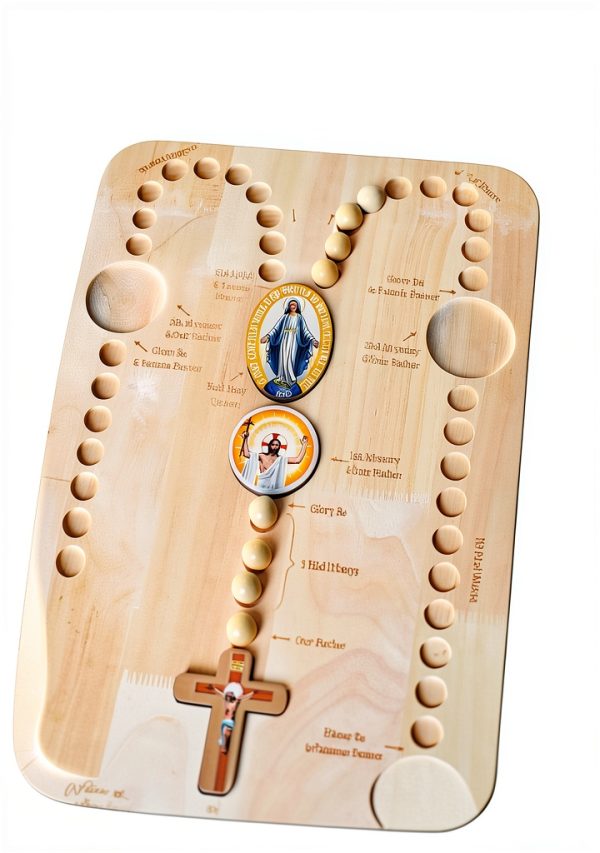 Wooden Rosary Board Gather and Pray Interactive Prayer Tool-2