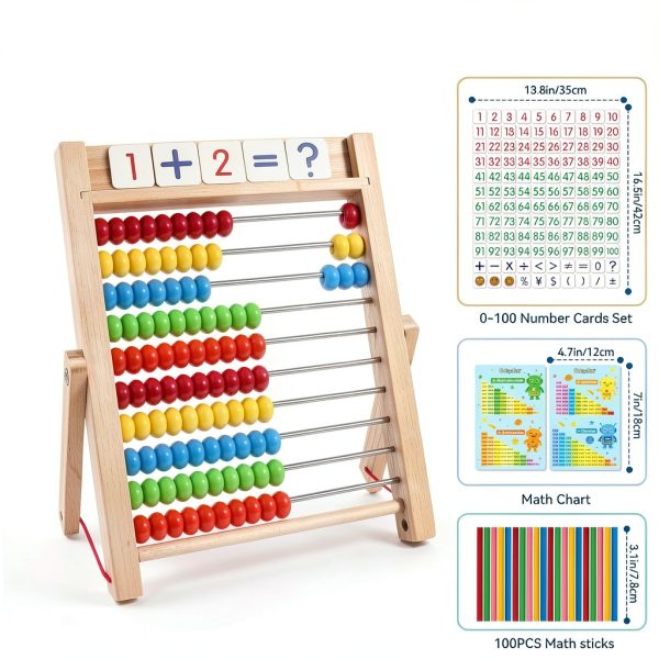 Gotoofun Wooden Abacus Math Learning Set for Kids Ages 3-8-1