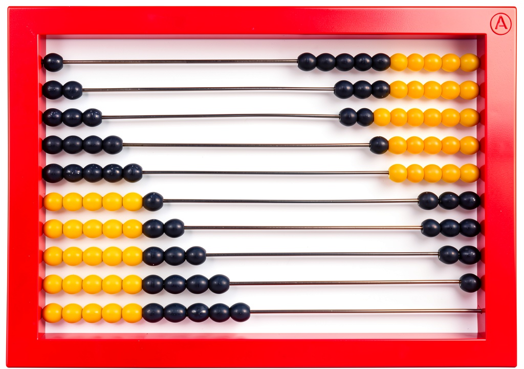 Learning Resources Abacus displayed on a student desk with colorful beads