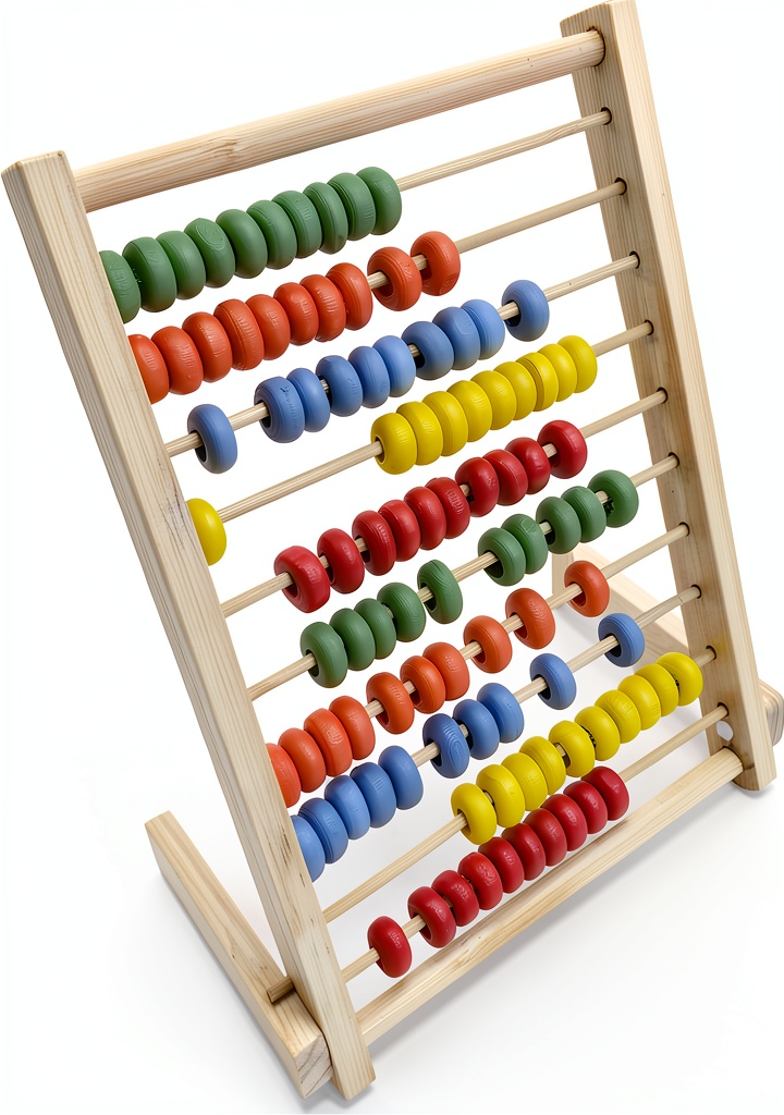 'MAGIKON wooden abacus with colorful beads on a table'