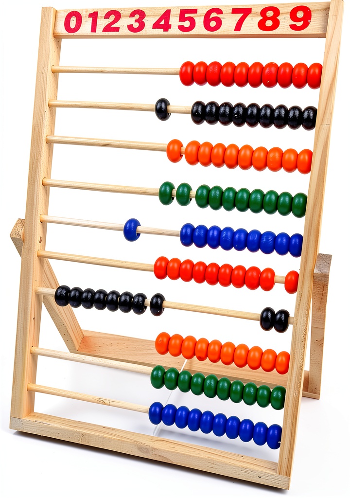 'MAGIKON Wooden Counting Frame displayed on a table with colorful beads'