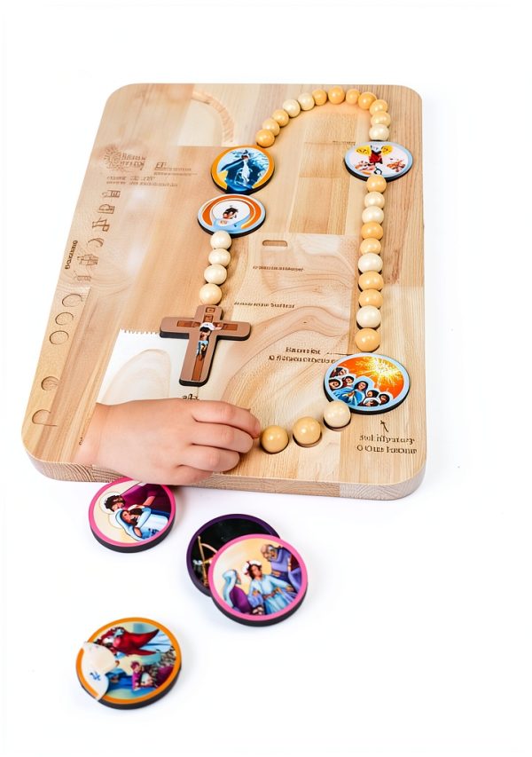Wooden Rosary Board Gather and Pray Interactive Prayer Tool-4