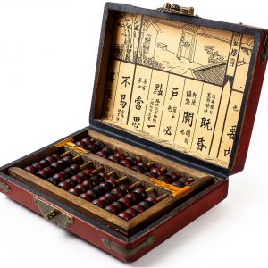 PP-NEST Abacus Vintage Leather Box Handmade Bead Arithmetic-0