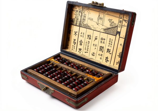 PP-NEST Abacus Vintage Leather Box Handmade Bead Arithmetic-0