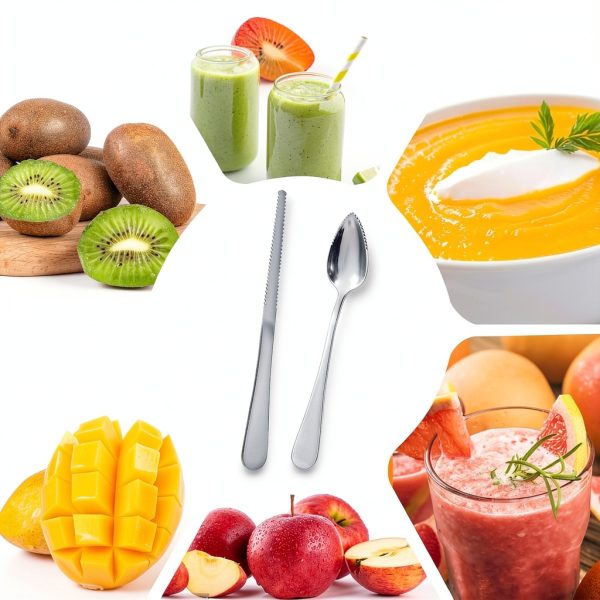 Giantree Grapefruit Spoon, Serrated Edge Grapefruit Knife, Stainless Steel Grapefruit Utensil Tool Dessert Spoons for Citrus Lemon Kiwi Salads Melon Lime Pitaya Apple Fruit Puree (3)-5