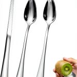 Giantree Grapefruit Spoon, Serrated Edge Grapefruit Knife, Stainless Steel Grapefruit Utensil Tool Dessert Spoons for Citrus Lemon Kiwi Salads Melon Lime Pitaya Apple Fruit Puree (3)-0