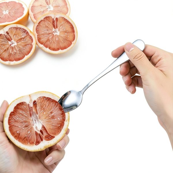 Giantree Grapefruit Spoon, Serrated Edge Grapefruit Knife, Stainless Steel Grapefruit Utensil Tool Dessert Spoons for Citrus Lemon Kiwi Salads Melon Lime Pitaya Apple Fruit Puree (3)-3