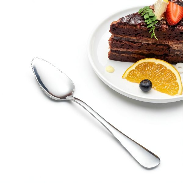 Black Grapefruit Spoons 6.5in Stainless Steel Serrated Edges-1