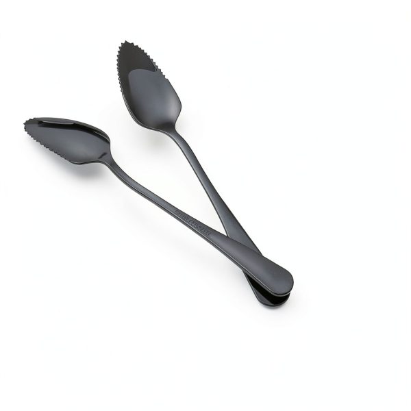 Black Grapefruit Spoons 2 Pieces Set, 2 Stainless Steel Grapefruit Spoon with Titanium Plating, Grapefruit Utensil Set, Serrated Edges Spoon Pack of 2 (Black)-2