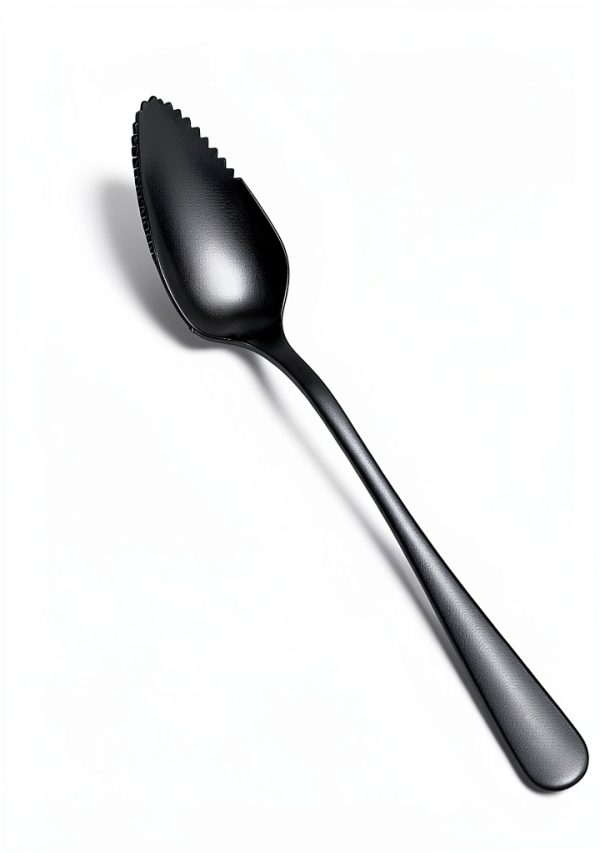 Black Grapefruit Spoons 2 Pieces Set, 2 Stainless Steel Grapefruit Spoon with Titanium Plating, Grapefruit Utensil Set, Serrated Edges Spoon Pack of 2 (Black)-1