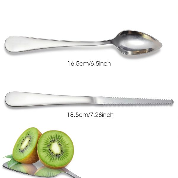 Giantree Grapefruit Spoon, Serrated Edge Grapefruit Knife, Stainless Steel Grapefruit Utensil Tool Dessert Spoons for Citrus Lemon Kiwi Salads Melon Lime Pitaya Apple Fruit Puree (3)-1